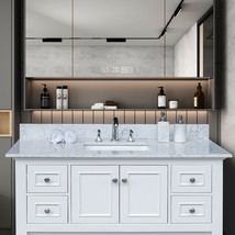 43&quot;x 22&quot; bathroom stone vanity top carrara jade engineered marble color - £307.74 GBP
