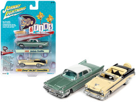 1959 Desoto Fireflite Surf Green Metallic with White Top and 1956 Chevrolet Bel  - £20.29 GBP