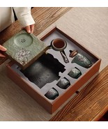 Kung fu tea set coarse pottery suit Vintage teapot Ceramic tea tray - $310.55 CAD