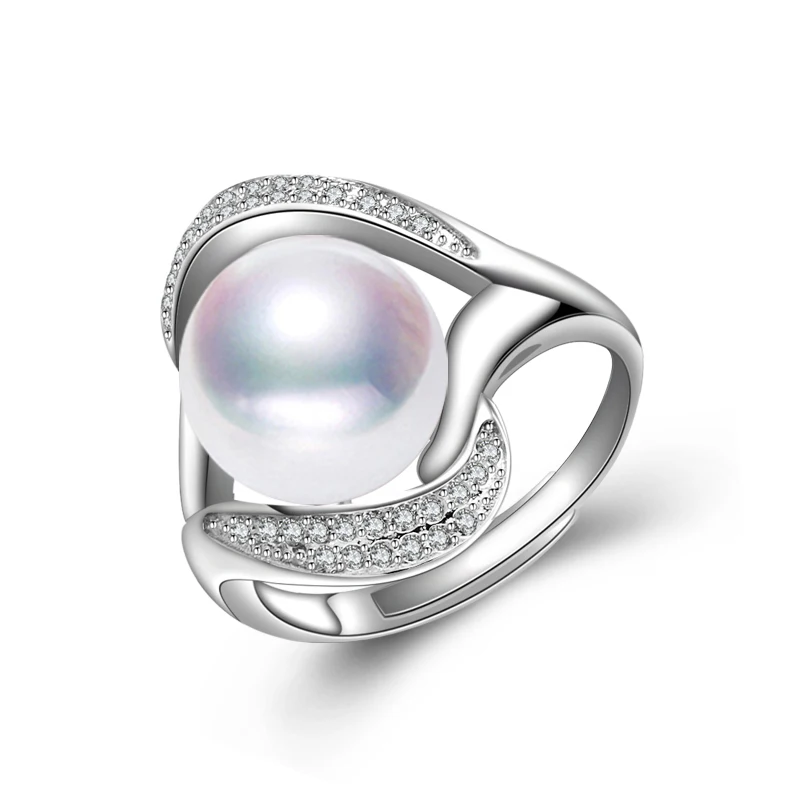 Pearl Jewelry 925 Sterling Silver Rings For Women Love Luxury Cubic Zirconia Eng - £19.93 GBP