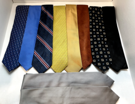 Vintage Lot of 10 Jos A Banks Silk Ties Blues Yellow Black Gray - $24.99