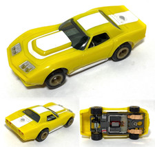 1 BTO AFX style Bulldog Chassis Powered Yellow+Wht A/P Corvette HO Slot Car RTR - $44.99