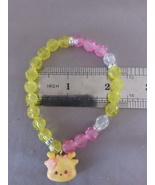 Handmade Kawaii Beaded Bracelet – Yellow Charm, Pink & Clear Beads - $117.24 MXN