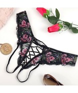 Victoria’s Secret Crotchless Strappy Panty Floral Lace Up Ouvert NWT Size M - £14.63 GBP
