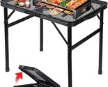 Folding Grill Table Metal Portable Camping with Mesh Desktop Lightweight - £48.69 GBP