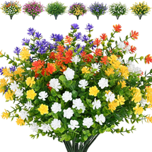 Outdoor Artificial Flowers, 8 Bundles Faux Outdoor Plants UV Resistant Flowers, - £18.49 GBP