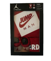 Nike Air Jordan Baby Boys 0-6 Months Red White Bib Bodysuit Booties 3 Piece Set - £20.85 GBP