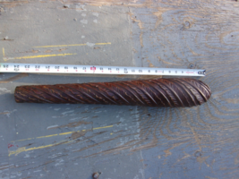 one solid wood turned table leg, vine with leaves carving, 23" high - $24.75