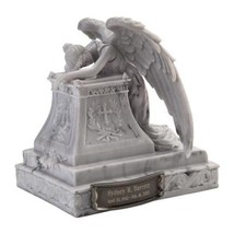 20 Cubic Inch Angel Mourning Sculptured Resin Keepsake Cremation Urn &amp; Nameplate - £111.93 GBP