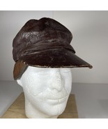 Vintage Leather Hat 1940s Cap with Flaps WWII Maybe Small 6 5/8 - $2,206.19 MXN