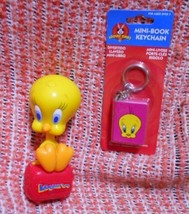 2 Lot: Looney Tunes Tweety Bird Bobble Head &amp; Mini Book Keychain, Warner Bros - £19.71 GBP