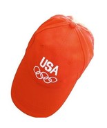 Olympic Team USA Ball Cap Adjustable Red Cloth Strap Baseball Hat Paris France - $14.68