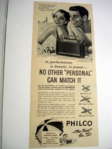 1950 Ad Philco Magnecor Personal Radio at the Beach - $8.99
