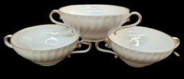 Set Kaiser W Germany Soup Bouillon Bowls 3 White with Gold Trim Gold Star - $35.87
