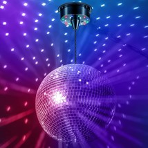 6RPM Rotating Mirror Ball Electric Motor with Lights 4 Colors for 6 8 12 Inch Di - £38.55 GBP