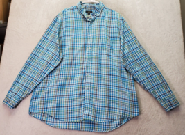 Club Room Shirt Mens 2XL Blue Plaid 100% Cotton Long Sleeve Collared But... - £11.23 GBP