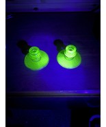 Vtg Pair Fostoria Green Depression Glass Uranium Vaseline Candlestick Ho... - €53,16 EUR