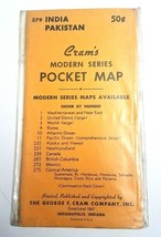 NOS Sealed Vintage 1950&#39;s Cram&#39;s Modern Series Pocket Map India Pakistan... - £12.40 GBP