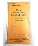NOS Sealed Vintage 1950&#39;s Cram&#39;s Modern Series Pocket Map India Pakistan... - £12.40 GBP