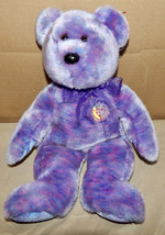 Ty Beanie Babies Official Club 15&quot; Speckled Bear Purple 2001 Stuffed Ani... - £15.55 GBP