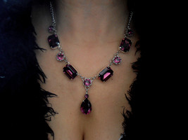 Amethyst Purple Art Deco Swarovski Crystal Y Necklace - £120.64 GBP