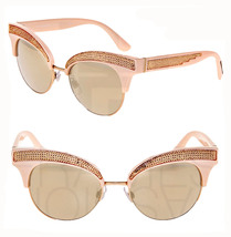 DOLCE &amp; GABBANA 6109 Sequined Nude Pink Gold Mirrored Cat Eye Sunglass DG6109S - £204.61 GBP