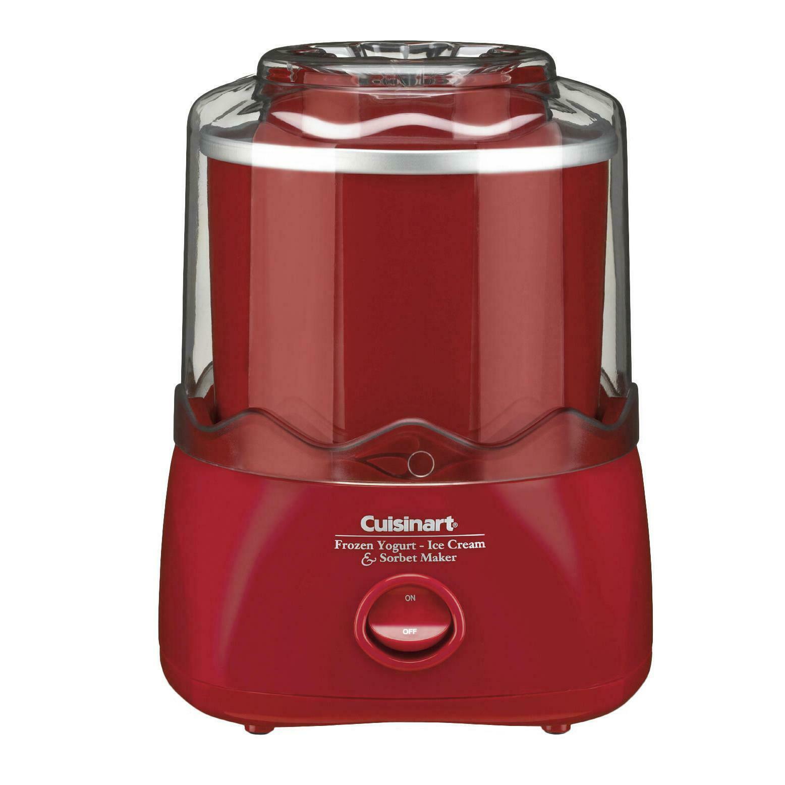 Cuisinart 1.5 Qt. Red Frozen Yogurt and Sorbet Maker with Locking Lid - £62.41 GBP