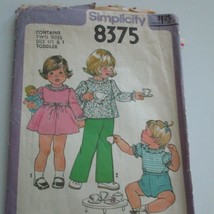 Vintage Simplicity Sewing Pattern, Girls Size1/2 and 1, dress, top, pant... - $5.27