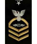 USN  RATING BADGE ABCS AVIATION BOATSWAIN&#39;S MATE SCPO E-8 GOLD ON BLACK ... - $203.46 MXN