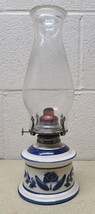 LAMPLIGHT FARMS USA KEROSENE LAMP  13-1/4&quot; Blue White Floral - $31.48