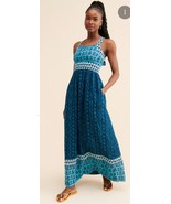 Faherty Gracie Linen Maxi Dress In Blue Bali Bloom $298, Sz L, NWT! - $69.29