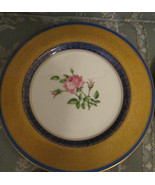 PICKARD BLUE &amp; GOLD PLATE WITH CENTER ROSE - £18.83 GBP