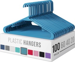 Plastic Hangers 100 Pack Blue - Clothes Hangers - Makes The - £62.77 GBP
