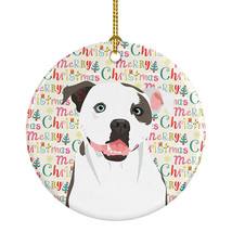 Pit Bull White #3 Christmas Ceramic Ornament Christmas Tree Hanging Decorations  - £27.48 GBP