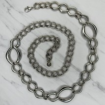 Chunky Rhinestone Studded Silver Tone Metal Chain Link Belt OS One Size - £15.79 GBP