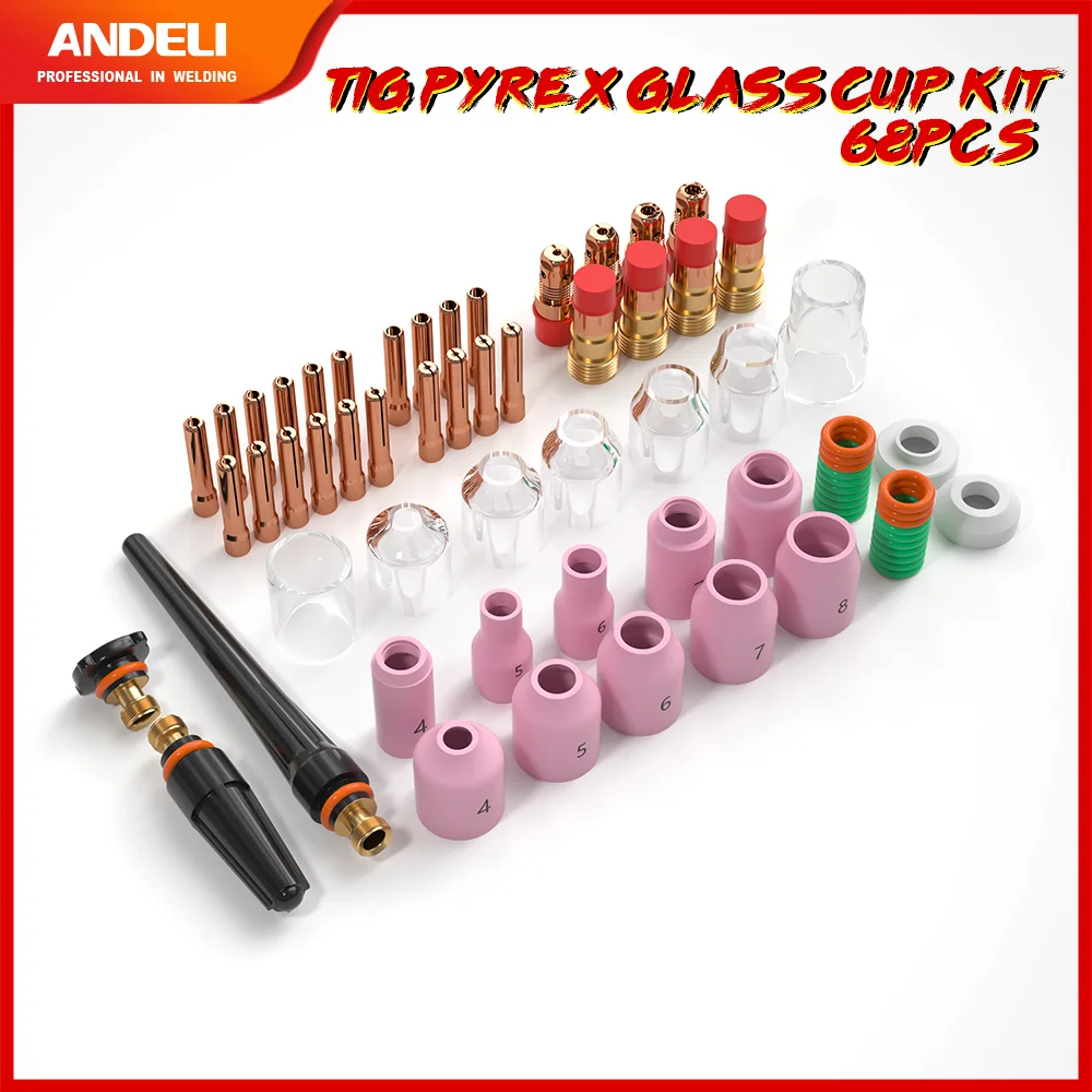 ANDELI 68PCS TIG Welding Torch Stubby Gas Lens For WP-17/18/26 Pyrex Gl Cup Kit  - £95.47 GBP