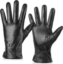 Leather Gloves for Women,Wool Fleece Lined Winter Warm Touchscree (Black... - £13.88 GBP