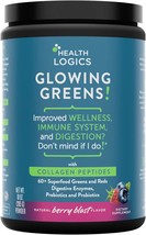 Health Logics Glowing Greens Superfood Powder with Collagen Peptides, Digestive  - £47.89 GBP