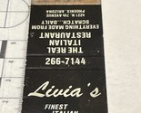 Vintage Matchbook Cover  Livia’s Restaurant Italian Phoenix, AZ  gmg  Un... - $12.38