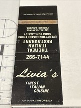 Vintage Matchbook Cover  Livia’s Restaurant Italian Phoenix, AZ  gmg  Un... - £9.89 GBP