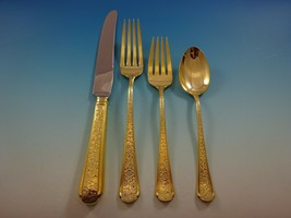 Old Brocade Gold by Towle Sterling Silver Flatware Set For 6 Service Vermeil - £1,656.70 GBP