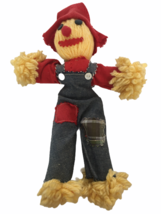 Scarecrow Yarn Doll Overalls Fall Harvest Thanksgiving Home Decor Small Country - £16.23 GBP