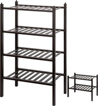 Shoe Rack, 100% Natural Bamboo Wooden Shoe Rack, Stackable Shoe Rack,, And More. - $43.94