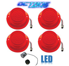64 Chevy Impala Bel Air Biscayne Red LED Tail Light Lens &amp; Flasher Set of 4 - £113.65 GBP