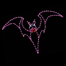 NEW Happy Halloween Spooky Purple Bat Outdoor LED Lighted Decoration Wireframe - £207.01 GBP