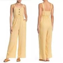 Romeo + Juliet Couture Jumpsuit Yellow White Stripes Small Linen Blend P... - $47.40 CAD