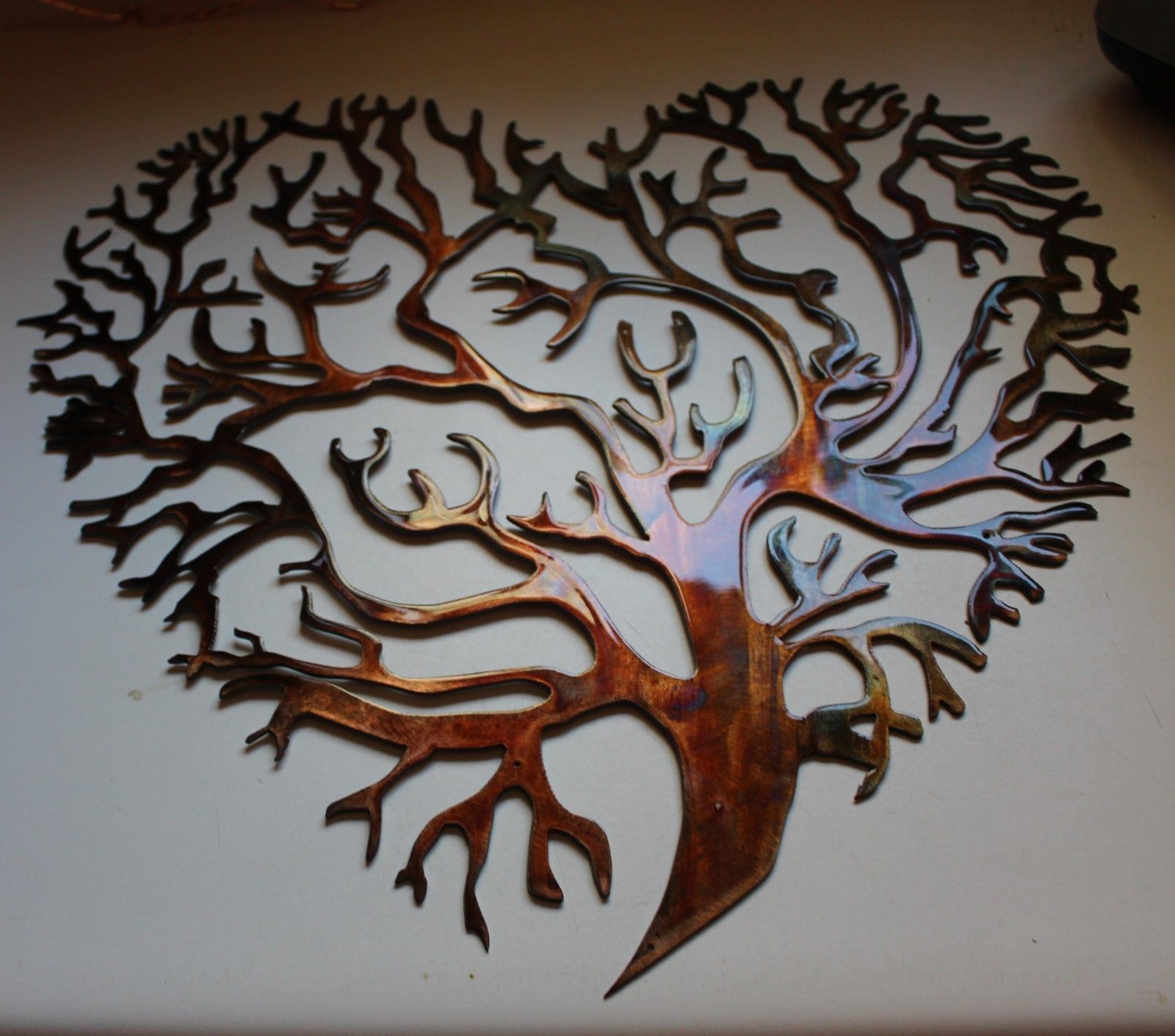 Living Tree Coral Branch Heart Metal Wall Art Decor Copper/Bronze 20" Item image 3
