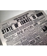 8x10&quot; Metal Poster of 1948 The State of ISRAEL IS BORN Palestine Post Ne... - £64.67 GBP