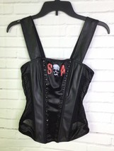 Sons of Anarchy SOA Black Biker Studded Satin Stretch Corset Top Juniors Size M - $31.18