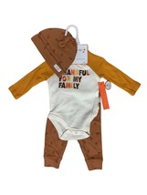 Tahari Baby 3 Piece Set w/ Bodysuit, Pant &amp; Cap Size 0-3M Thankful For My Family - £12.62 GBP